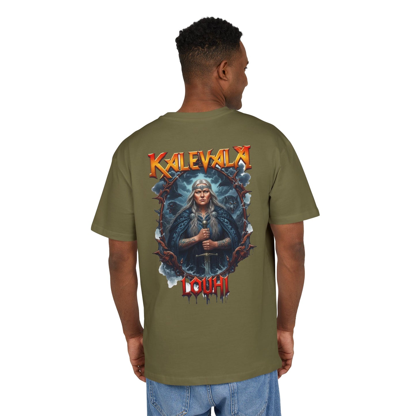 Kalevalan Kalevala Pohjolan emäntä Louhi rock-henkinen paita - Oversize T-paita