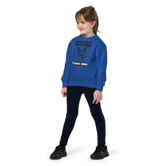 Youth crewneck sweatshirt - kirjoia itse teksti: tuhma koira: malinois