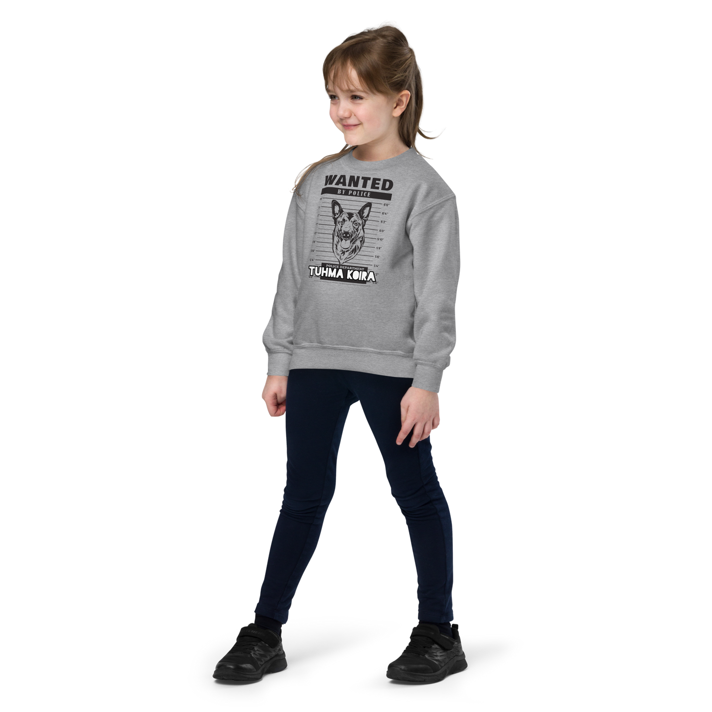 Youth crewneck sweatshirt - kirjoia itse teksti: tuhma koira: malinois