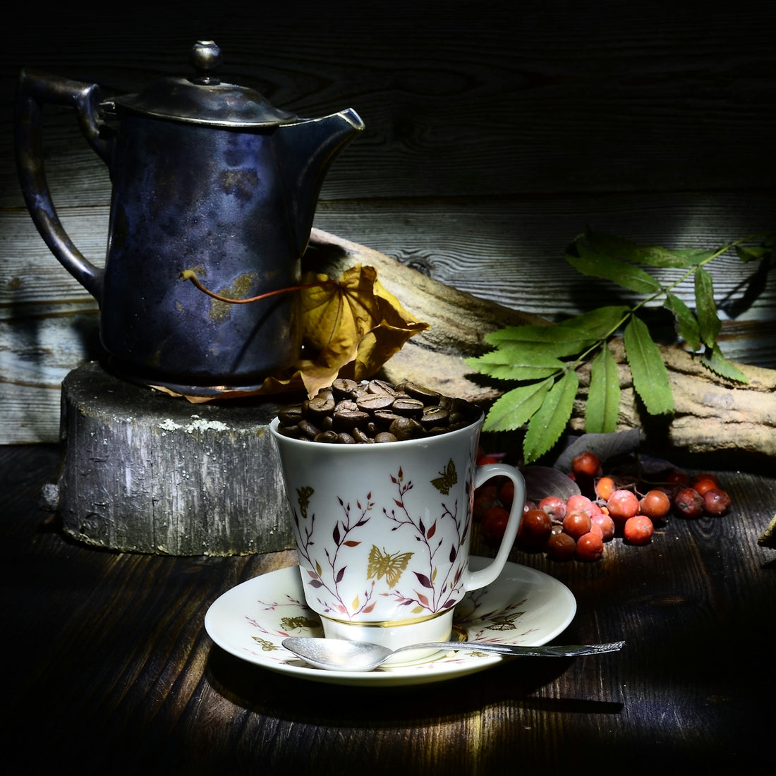 coffee beans in mug