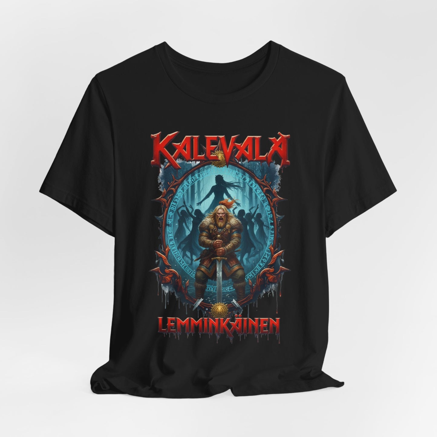 lemminkäinen ja saaren neidot Teepaita — Retro Graphic T-Shirt