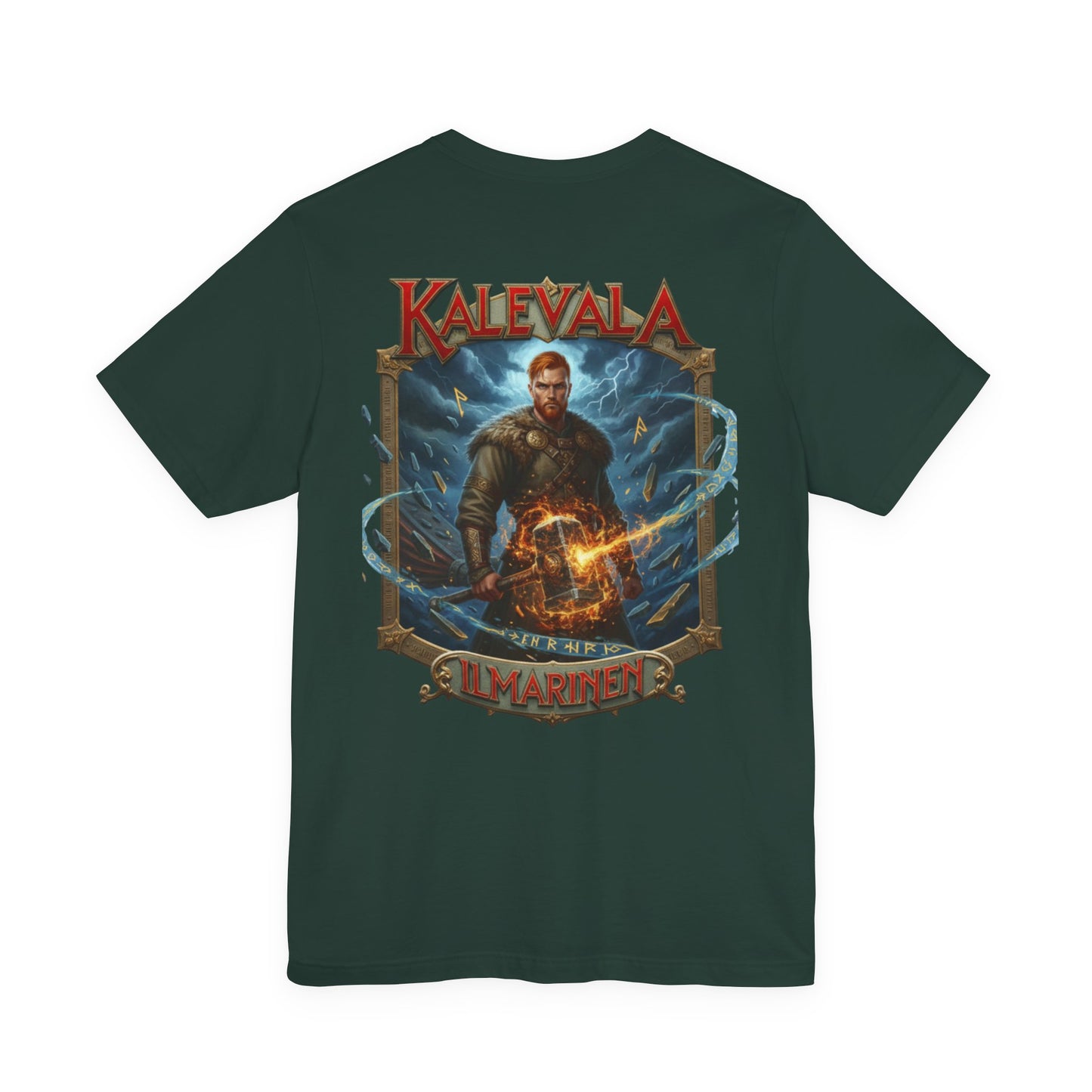 Ilmarinen Kalevalan ilman ja tuulen jumala sekä kosminen seppä Teepaita — Retro Graphic T-Shirt