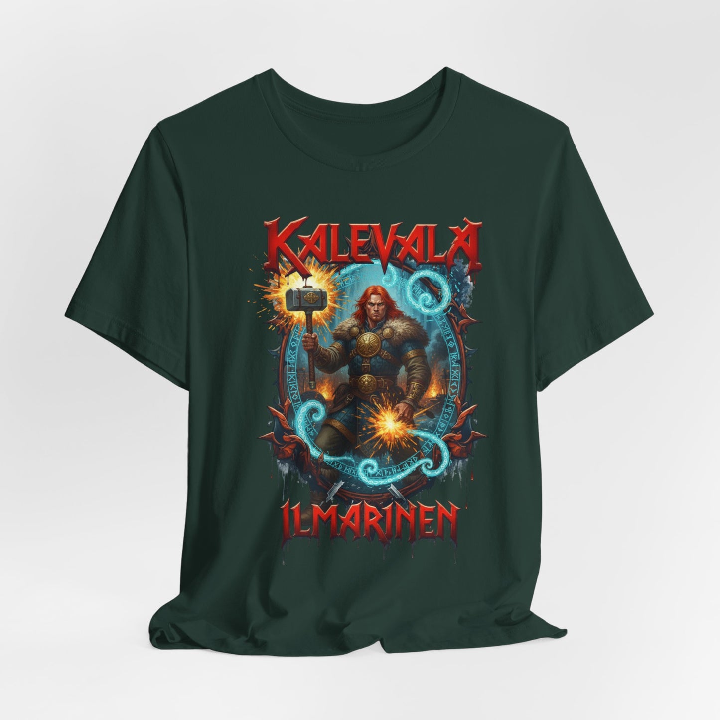Ilmarinen seppä kalevalan raudankova tekijä –  Teepaita — Retro Graphic T-Shirt