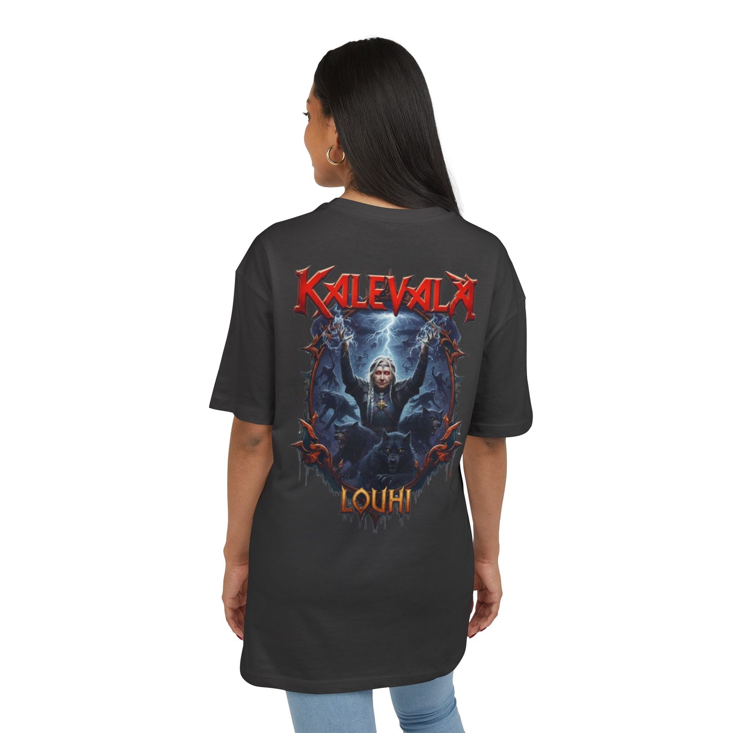 Kalevalan Kalevala Pohjolan emäntä Louhi lähettää vitsaukset rock-henkinen paita -  Oversize  T-paita