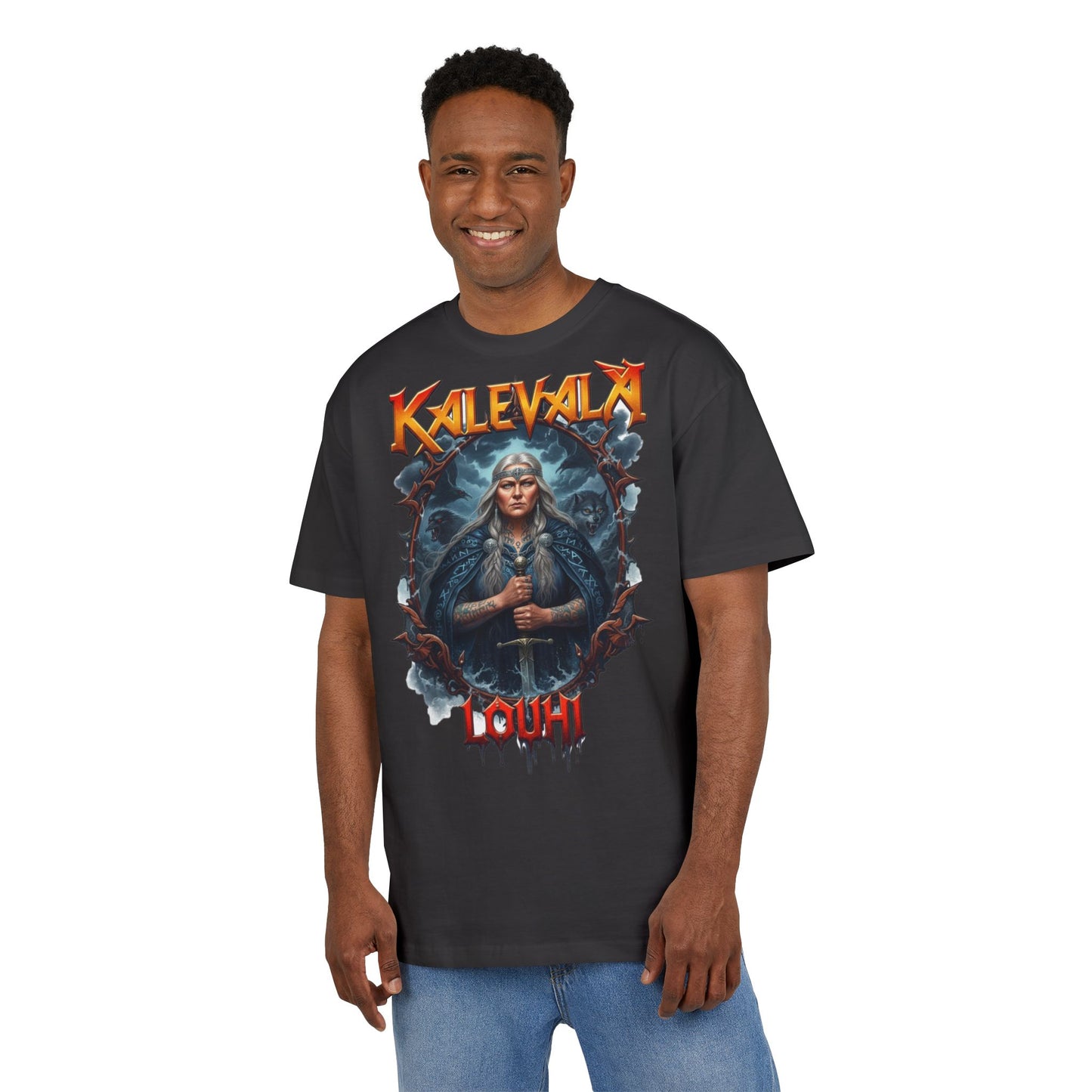 Kalevalan Kalevala Pohjolan emäntä Louhi rock-henkinen paita -  Oversize  T-paita