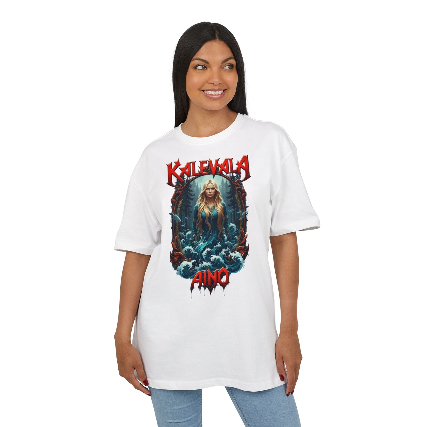 Kalevala Aino Vellamon neitona rock-henkinen paita -  Oversize  T-paita