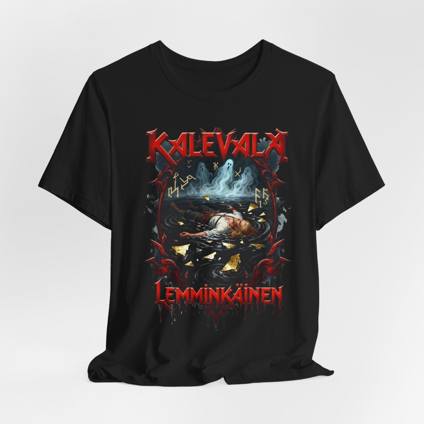 Lemminkäinen – Tuonelan musta joki Teepaita — Retro Graphic T-Shirt