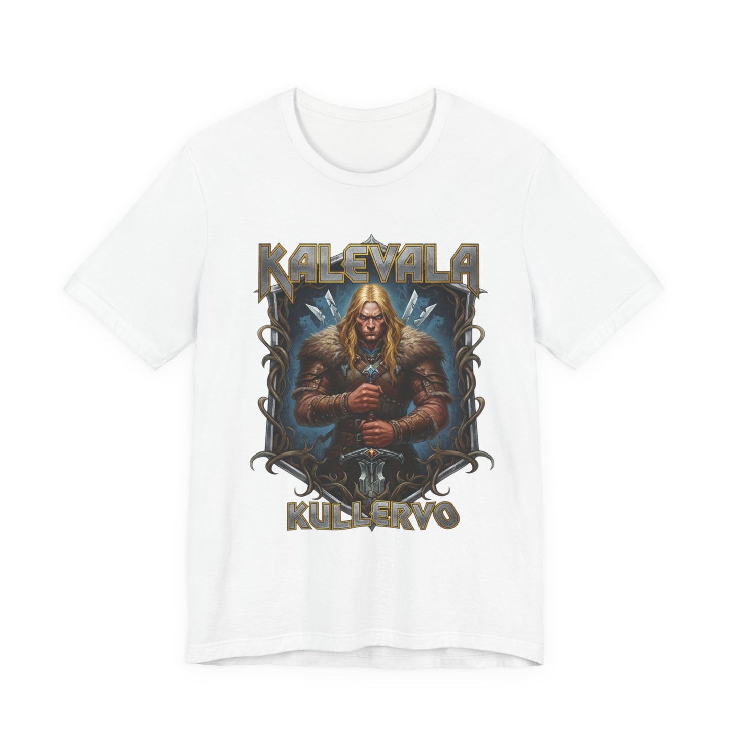 Kullervo — Kalevalan traaginen soturi Teepaita — Retro Graphic T-Shirt