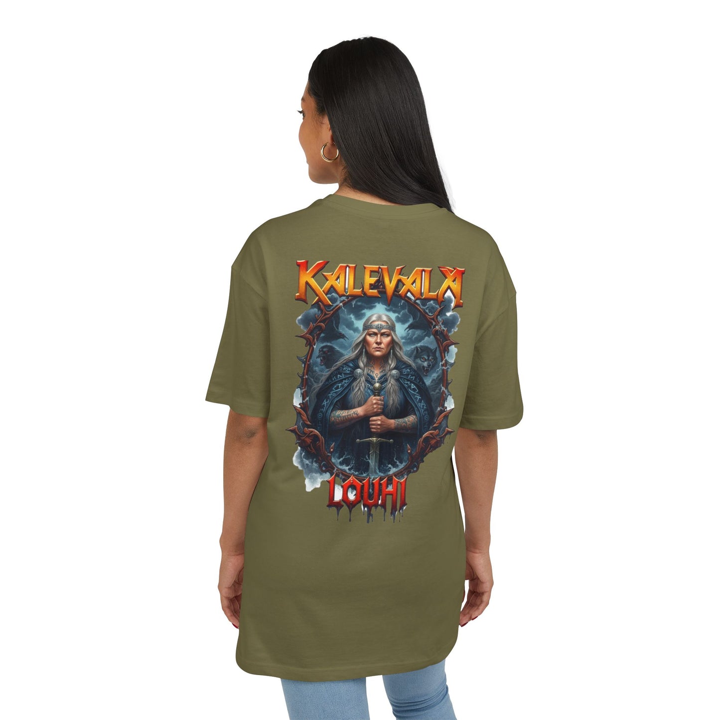 Kalevalan Kalevala Pohjolan emäntä Louhi rock-henkinen paita -  Oversize  T-paita