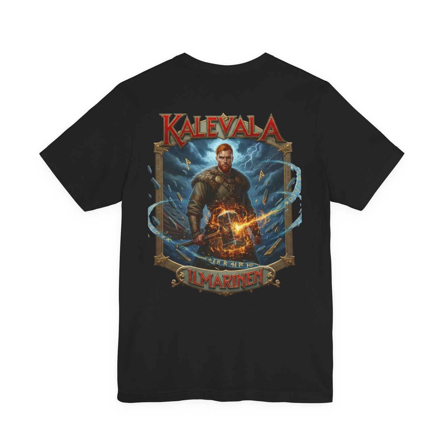 Ilmarinen Kalevalan ilman ja tuulen jumala sekä kosminen seppä Teepaita — Retro Graphic T-Shirt