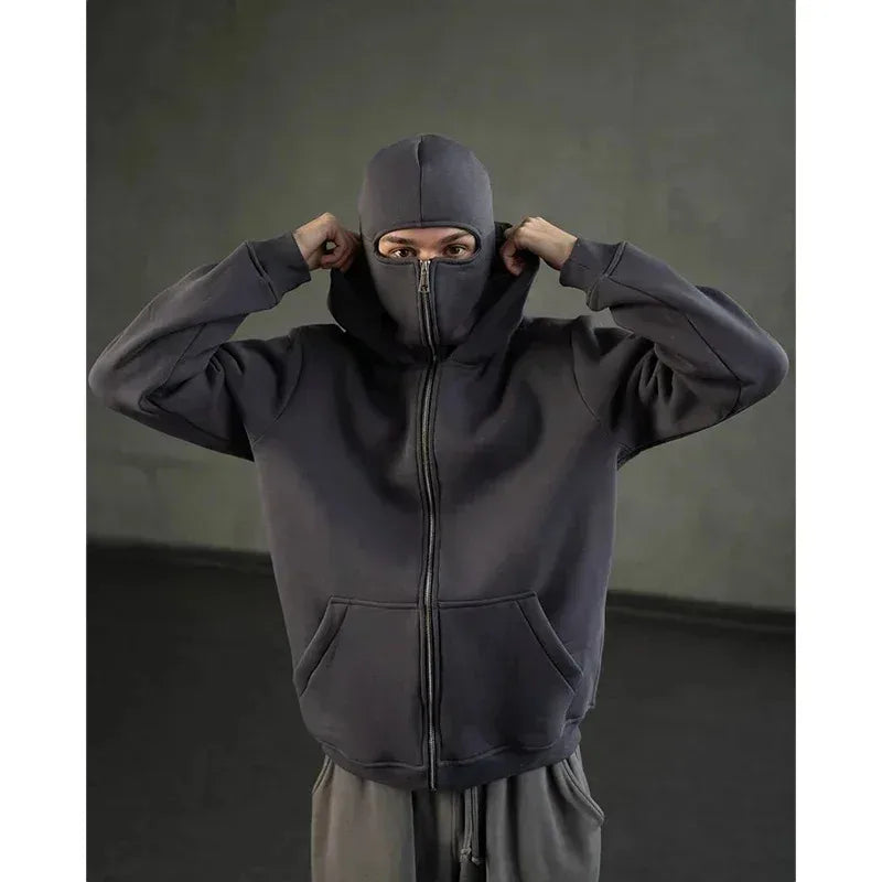 Helvetin Huppari Kaksinaamainen Y2K Balaclava Takki