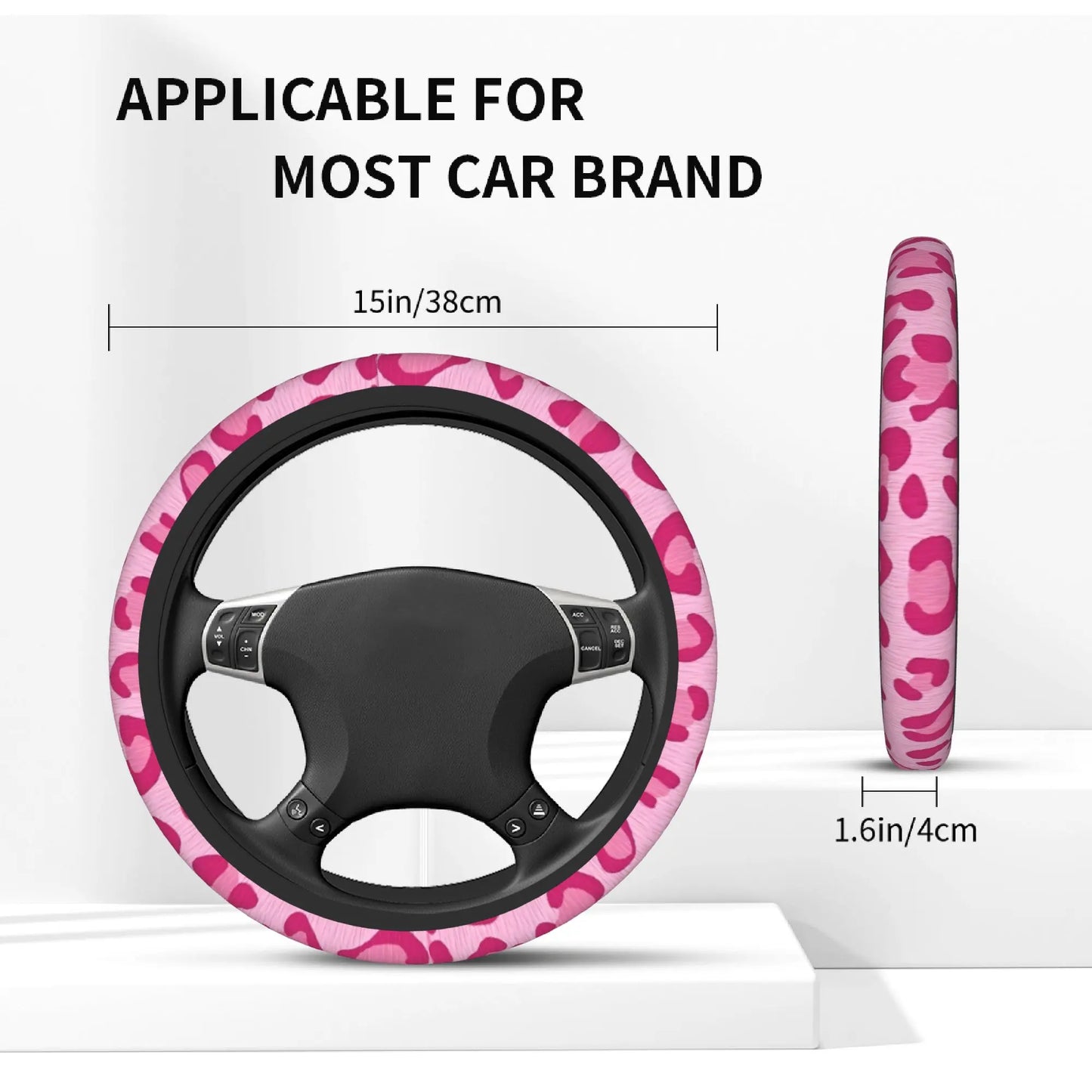 PINK LEOPARD OHJAUSPYÖRÄN SUOJA 38 CM