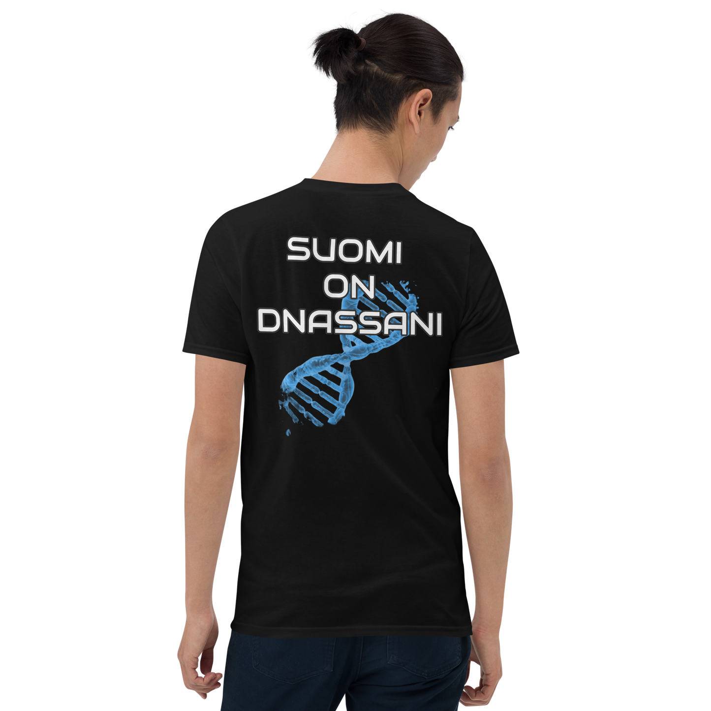 Lyhythihainen unisex T-paita - suomi ON dnassani