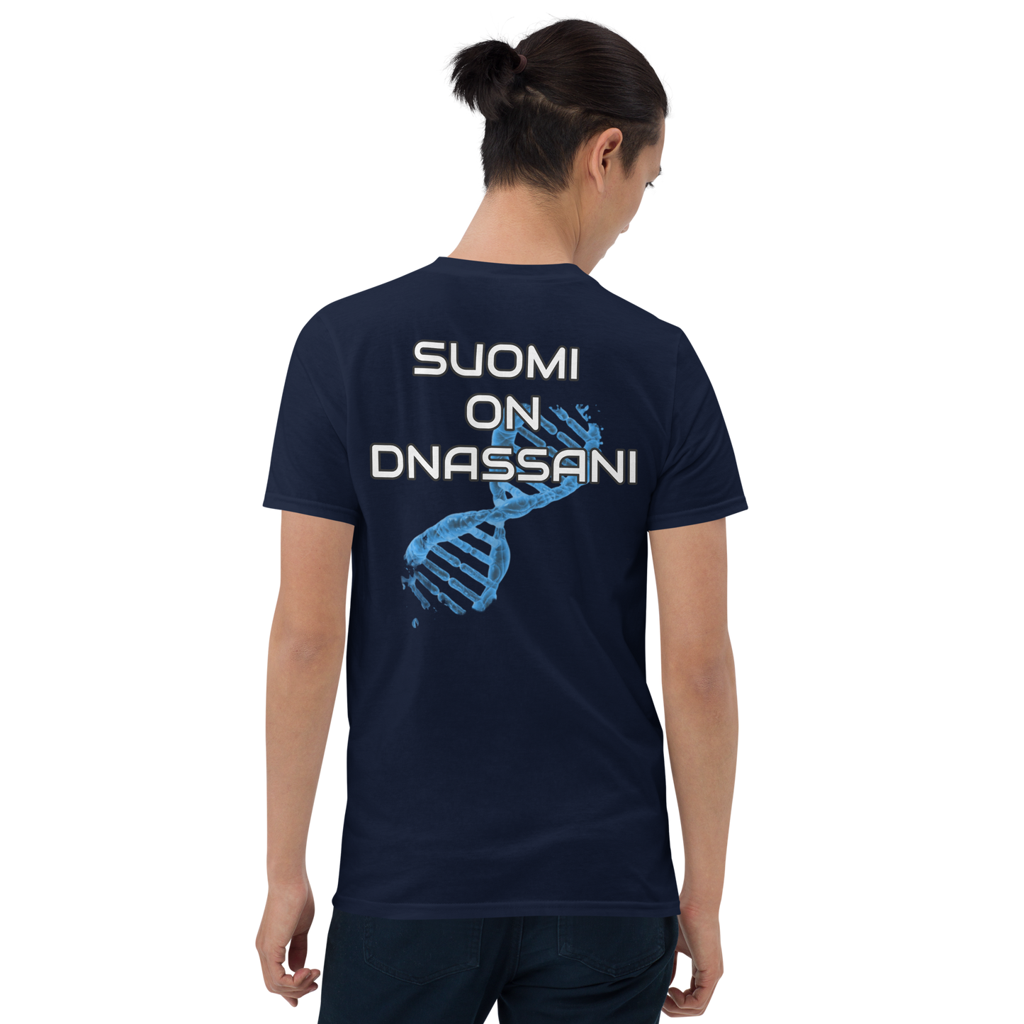 Lyhythihainen unisex T-paita - suomi ON dnassani