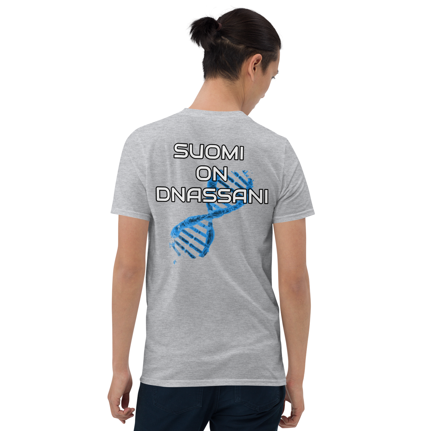 Lyhythihainen unisex T-paita - suomi ON dnassani