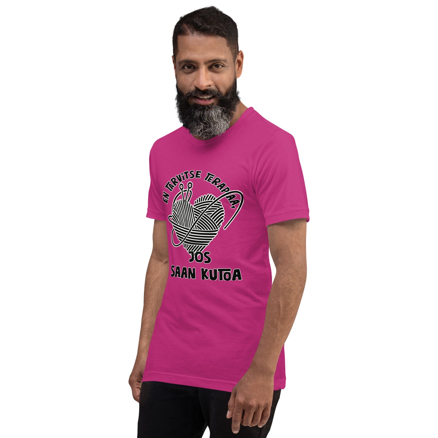 Unisex t-paita: en tarvitse terpiaa, jos vain saan kutoa sydän