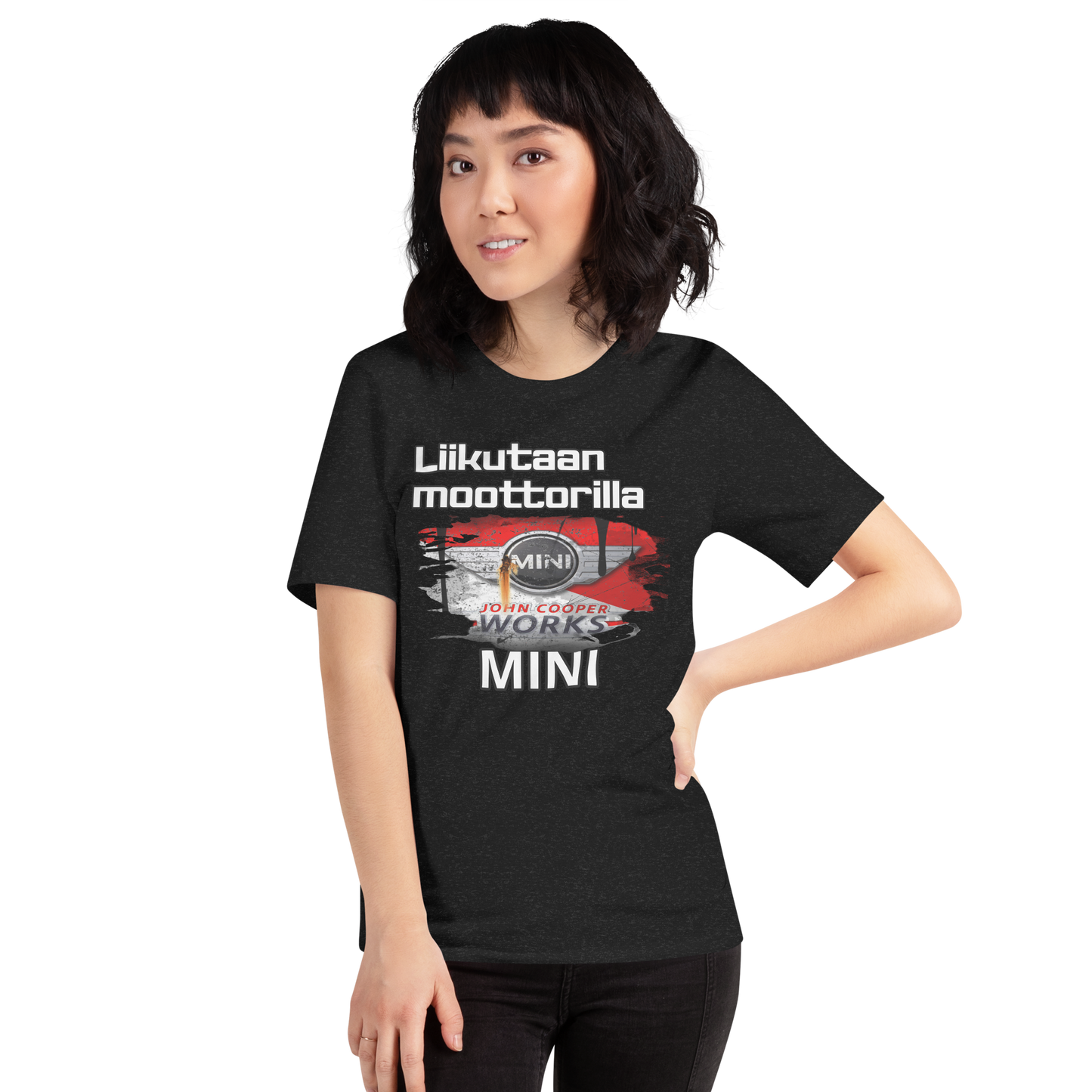 Unisex t-paita - Liikutaan moottorilla oma teksti