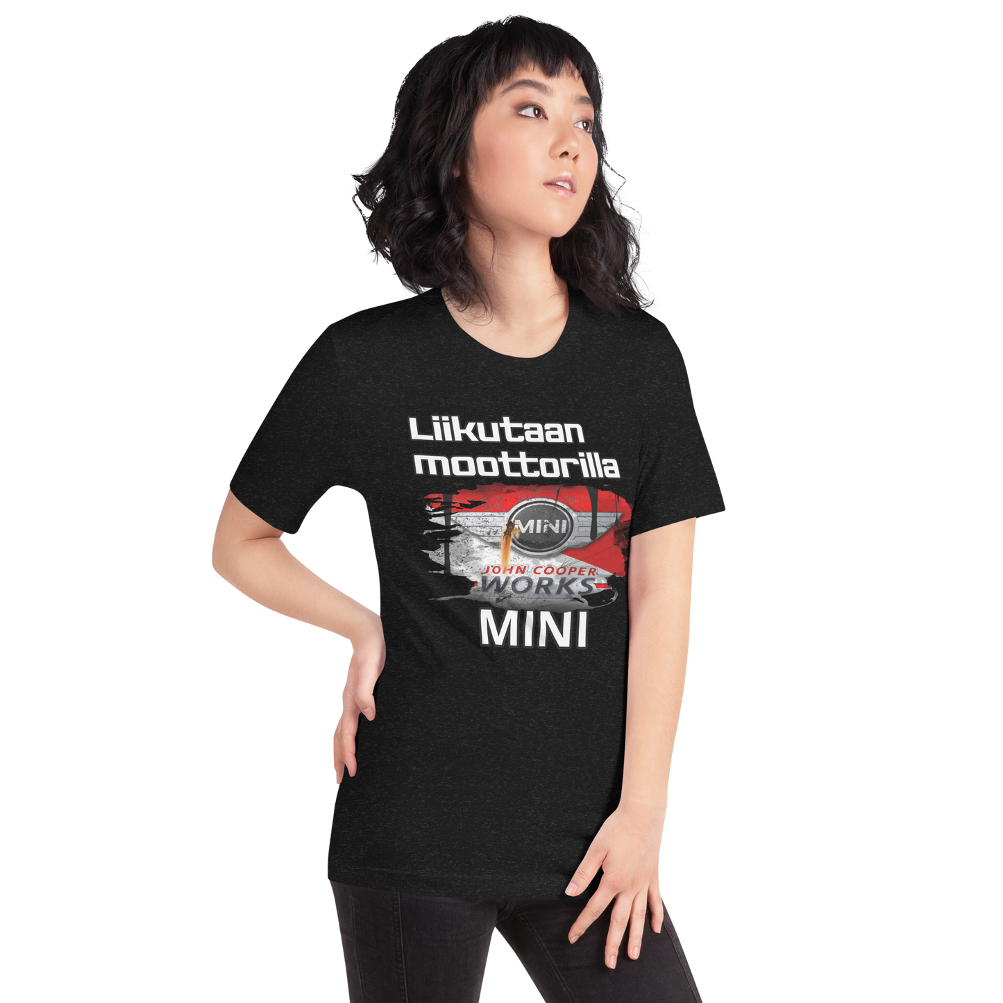 Unisex t-paita - Liikutaan moottorilla oma teksti