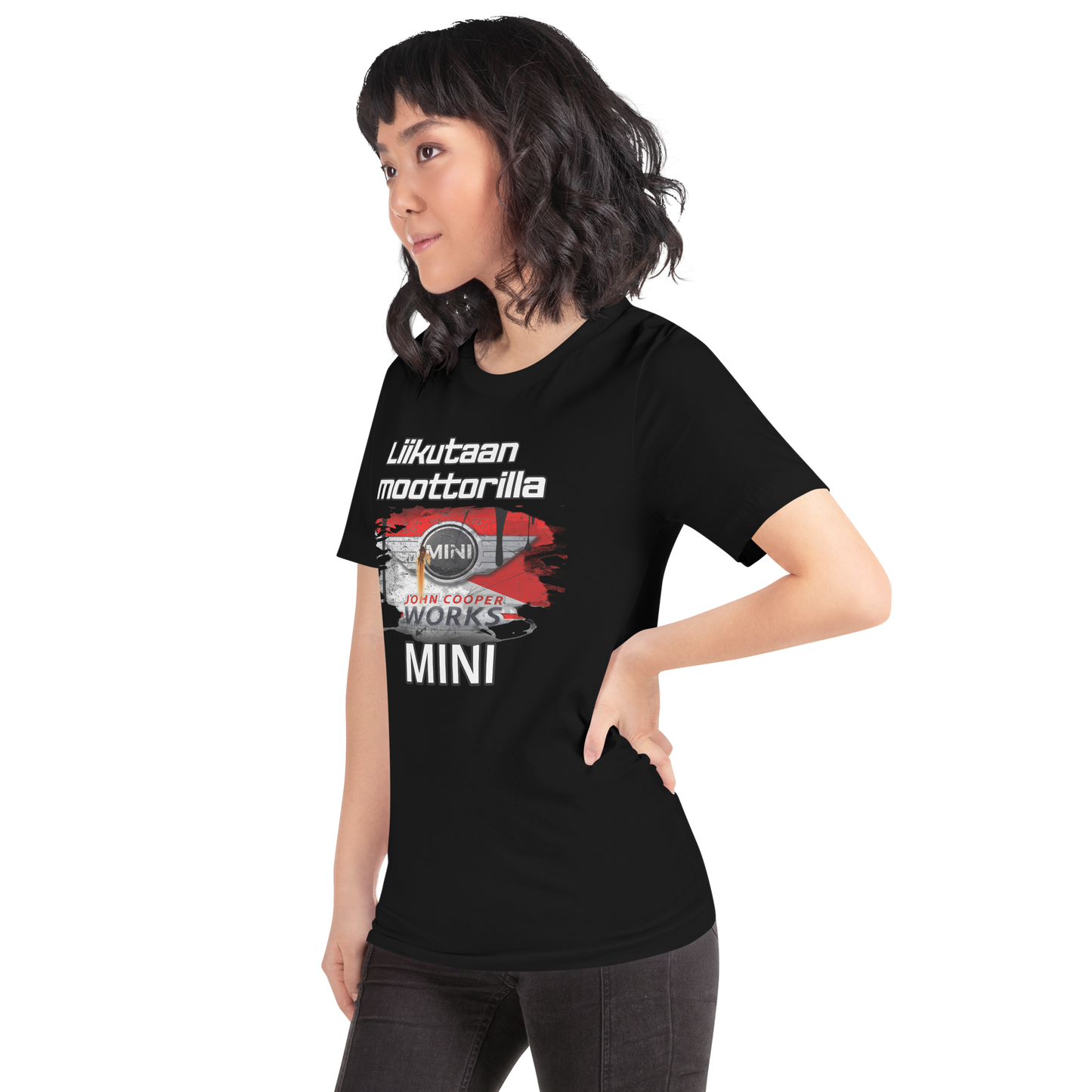 Unisex t-paita - Liikutaan moottorilla oma teksti