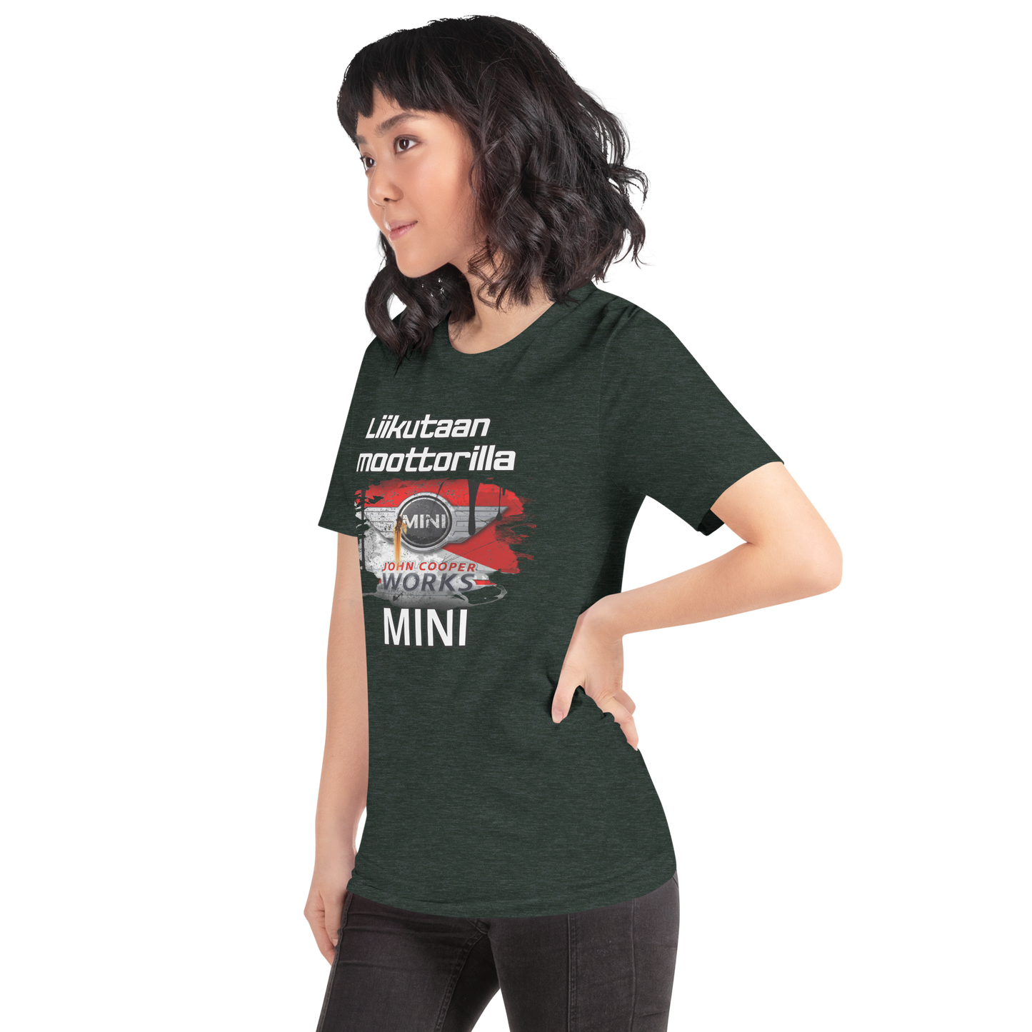 Unisex t-paita - Liikutaan moottorilla oma teksti