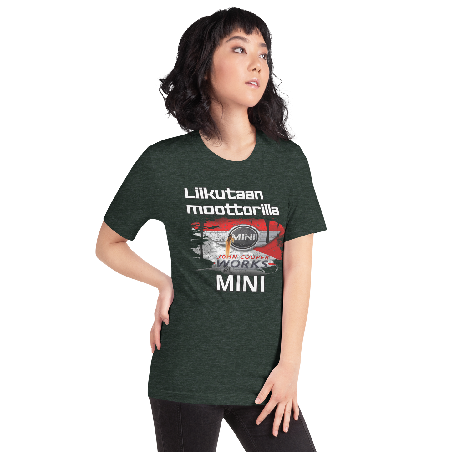 Unisex t-paita - Liikutaan moottorilla oma teksti