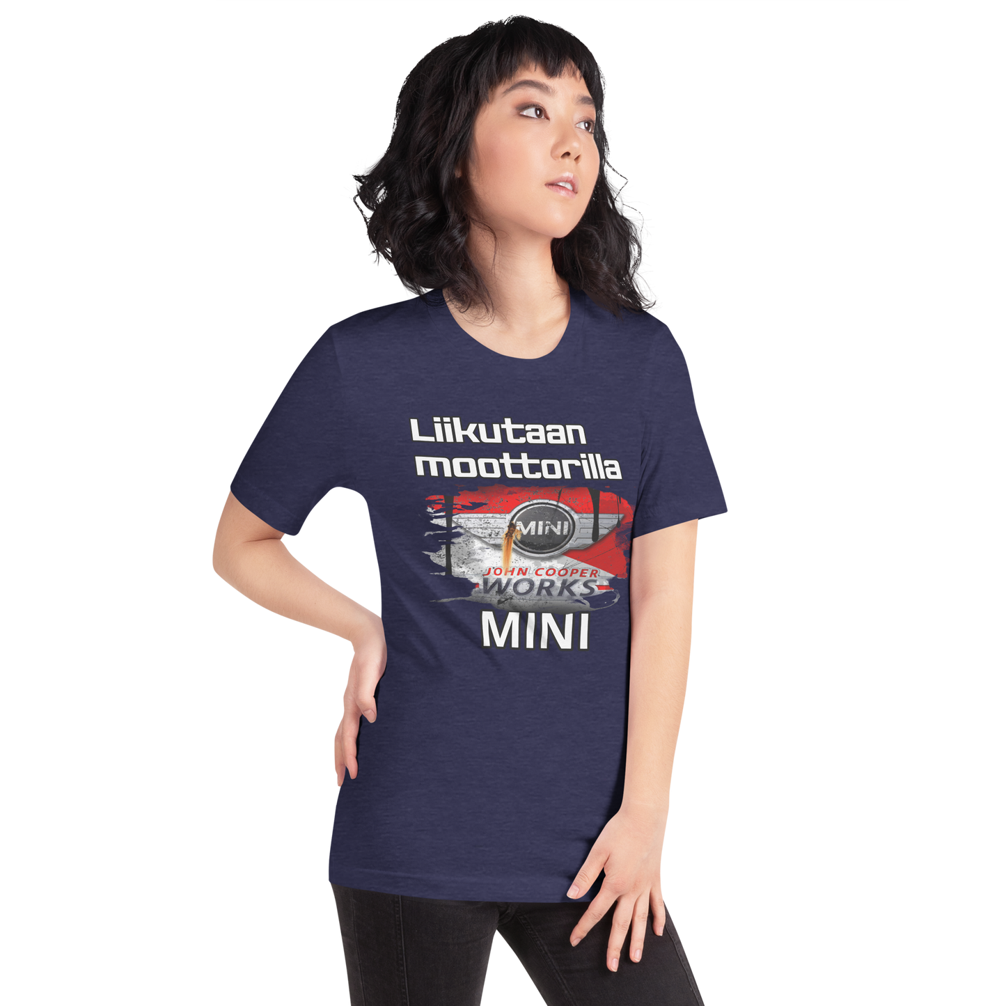 Unisex t-paita - Liikutaan moottorilla oma teksti