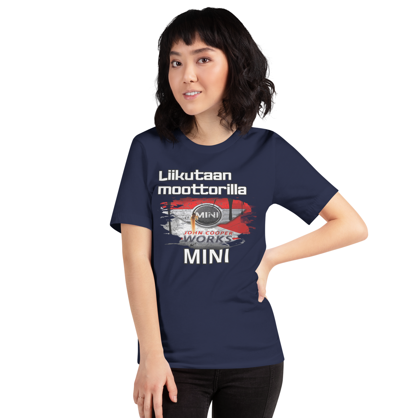 Unisex t-paita - Liikutaan moottorilla oma teksti