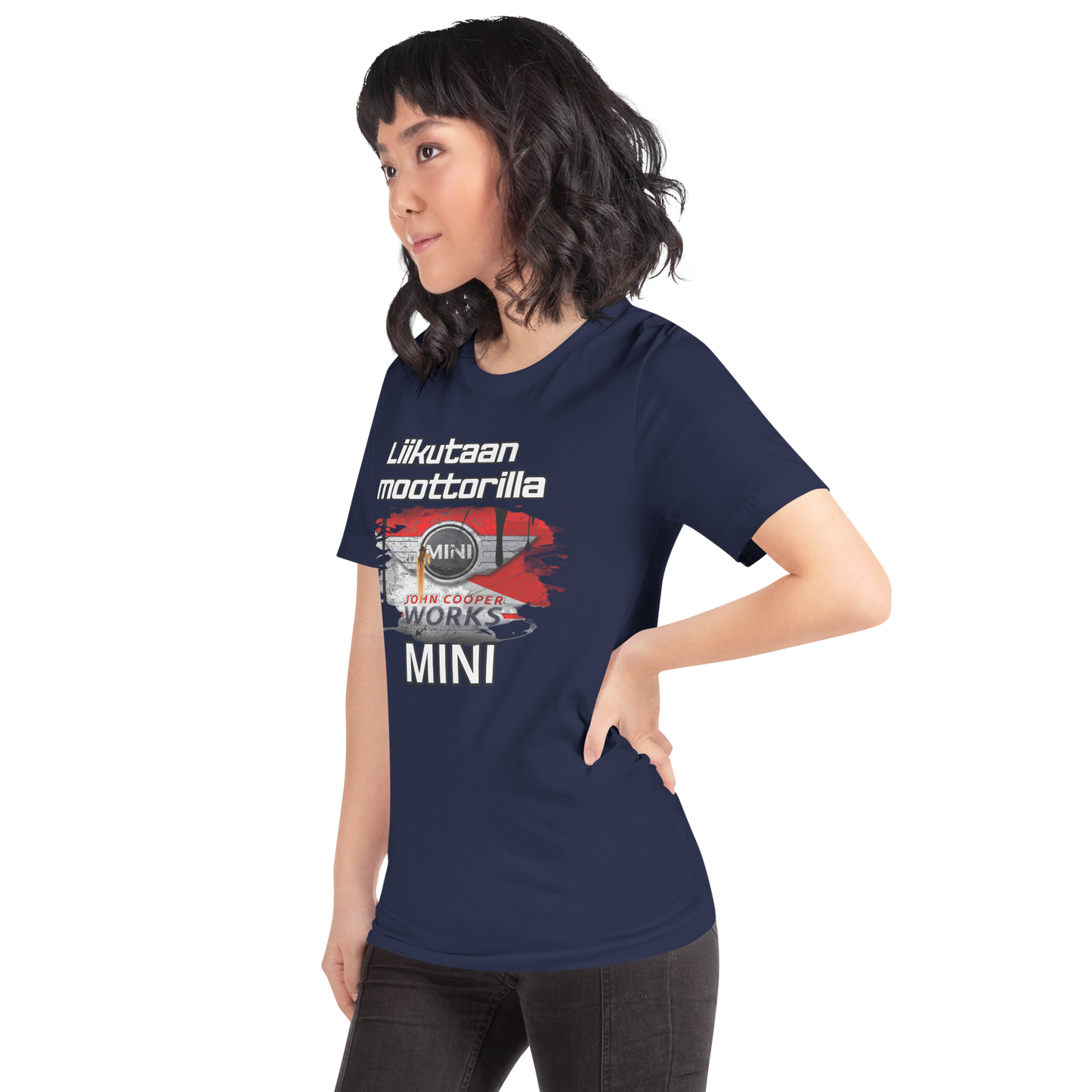 Unisex t-paita - Liikutaan moottorilla oma teksti