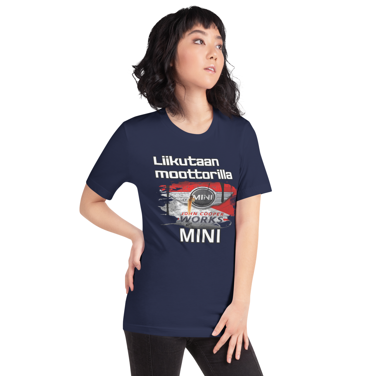 Unisex t-paita - Liikutaan moottorilla oma teksti